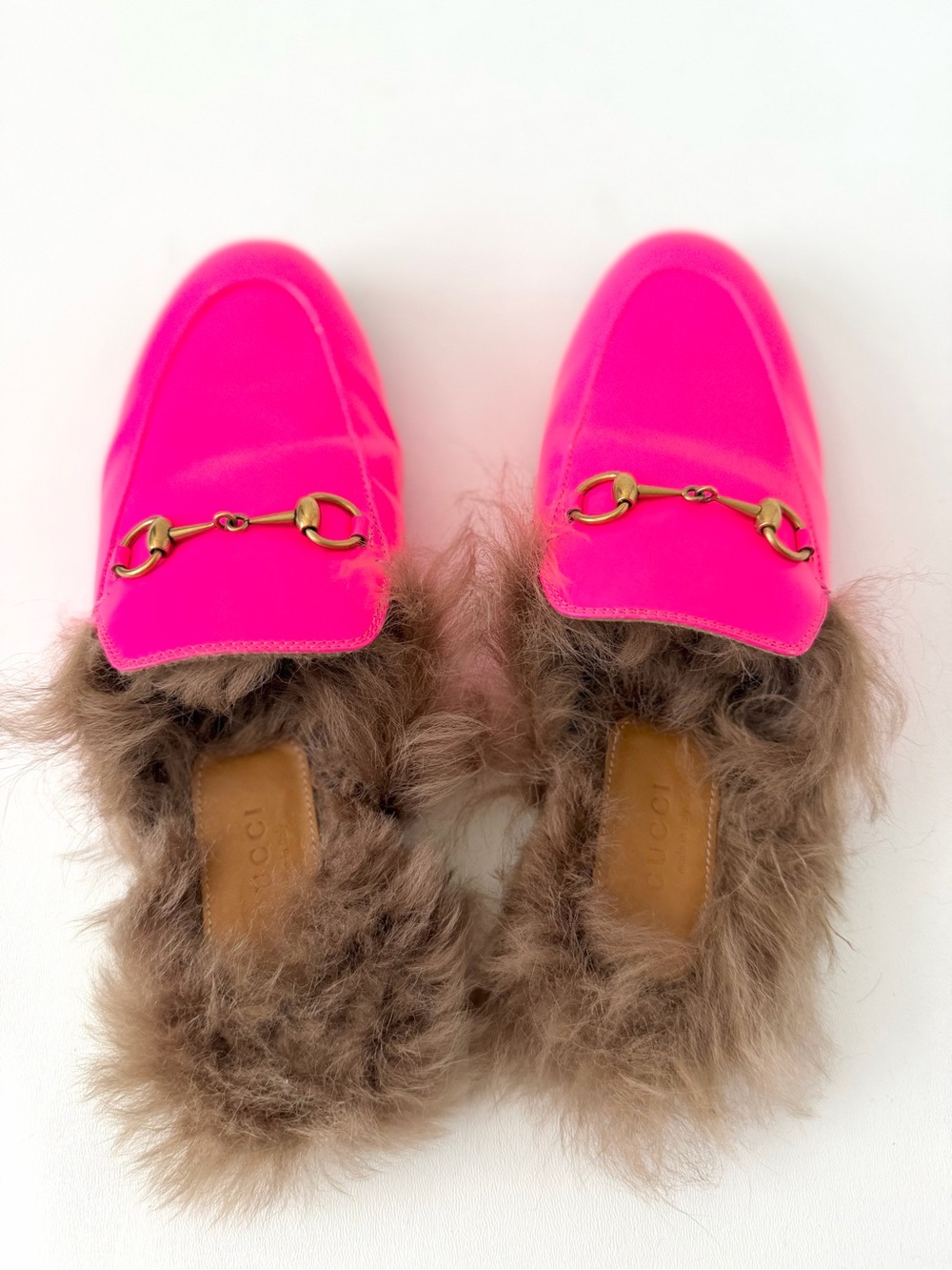 GUCCI | Princetown Fuchsia Hot Pink Horsebit Fur Mule Loafers Slippers EU 39 - Picture 9 of 13